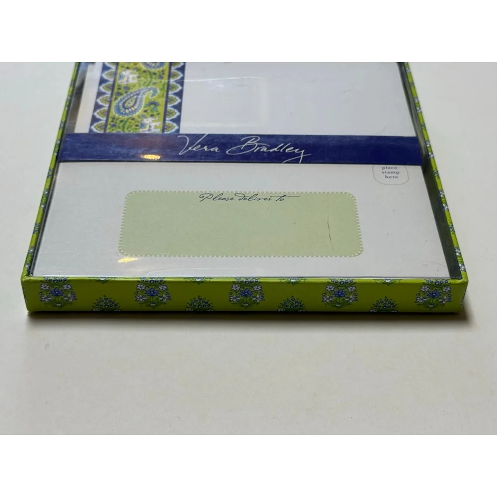 Vera Bradley CORRESPONDENCE CARDS (10) Citrus ELEPHANT Lime NOTE +Envelopes RARE